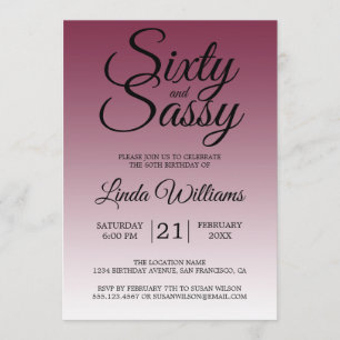 Invitation Soixante et Sassy Red Plum 60e Anniversaire