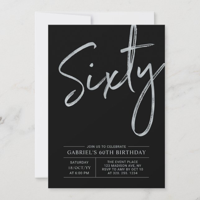 Invitation Soixante | Moderne Fête d'anniversaire 60 ans Arge (Devant)