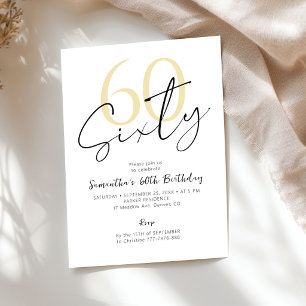 Invitation Soixante moderne or blanc 60e anniversaire