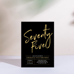 Invitation Soixante-Quinze Gold & Black 75th Birthday