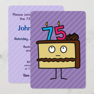 Invitation soixante-quinzième Gâteau d'anniversaire avec des