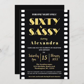 Invitation Soixante & Sassy Gold Black Roaring 20s Style ciné