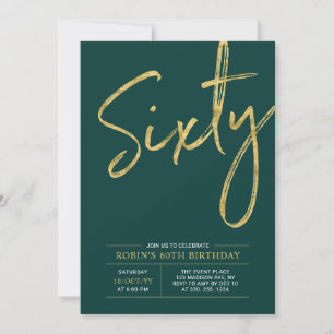 Invitation Soixante Soixantième Anniversaire Moderne Or & V