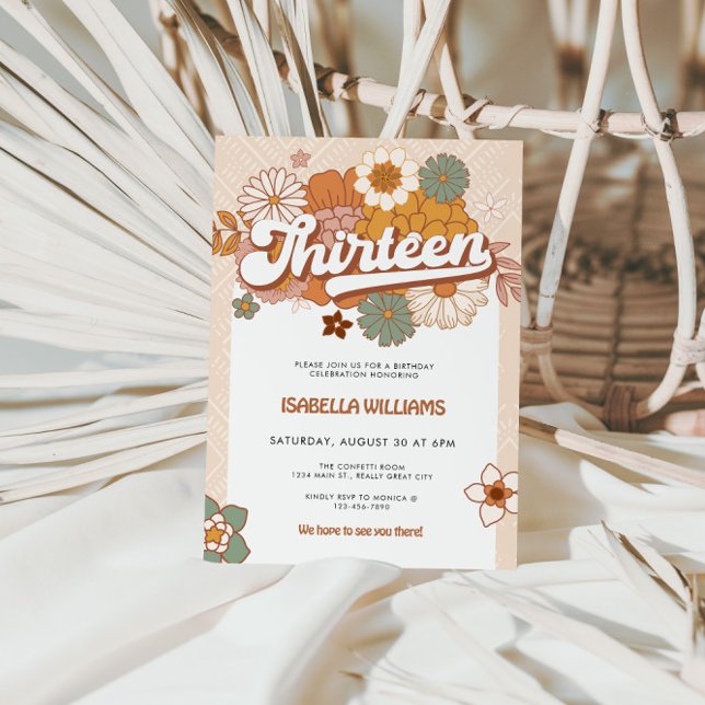 Invitation Soixante Super Retro 13e anniversaire (Groovy Retro 13th Birthday Party Invite)