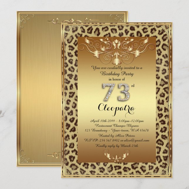 Invitation soixante-treizième, fête d'anniversaire (Devant / Derrière)