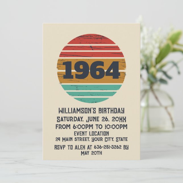 Invitation Soixante vintage 60e anniversaire (Debout devant)