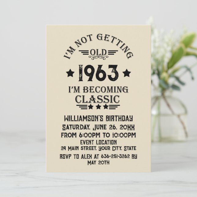 Invitation Soixante vintage 60e anniversaire (Debout devant)