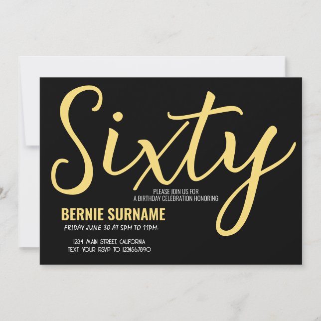 Invitation Soixantième Anniversaire 60e Simple Fête d'Anniver (Devant)