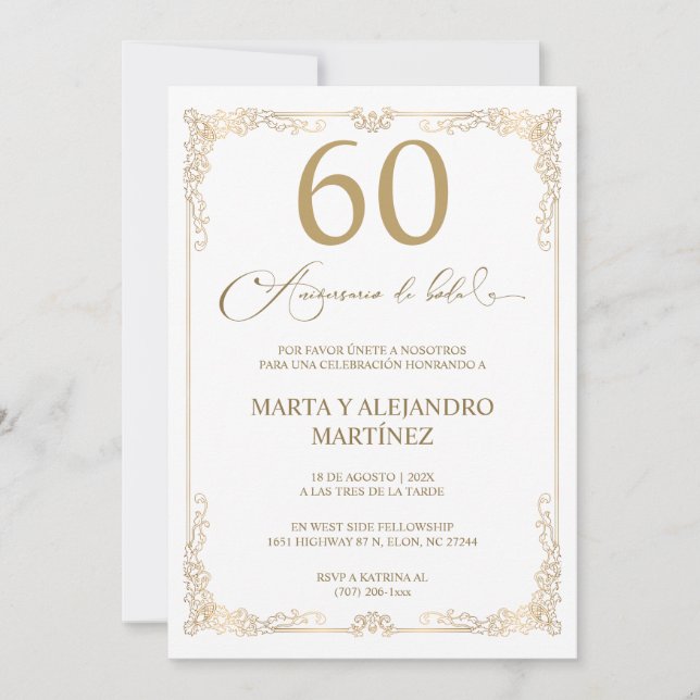 Invitation Soixantième Anniversaire de Mariage (Devant)