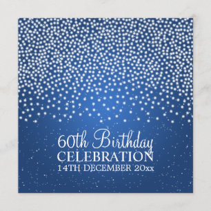 Invitation Soixantième anniversaire élégant Simple Sparkle Bl