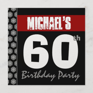 Invitation soixantième Anniversaire moderne pour lui noir