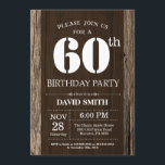 Invitation Soixantième bois rustique de cru d'invitation<br><div class="desc">Soixantième invitation rustique d'anniversaire avec l'arrière - plan en bois rustique. Rétro pays vintage. Anniversaire adulte. Anniversaire masculin d'hommes ou de femmes. Enfants garçon ou Madame Teen Teenage Bday Invite de fille. 13ème 15ème 16ème 18ème 20ème 21ème 30ème quarantième cinquantième soixantième soixante-dixième quatre-vingtième quatre-vingt-dixième 100th. Tout âge. Pour davantage de...</div>