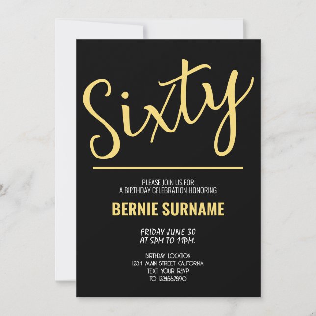 Invitation Soixantième fête d'anniversaire moderne (Devant)