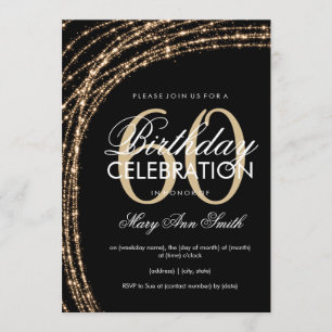 Invitation soixantième Lumières de scintillement de ficelle