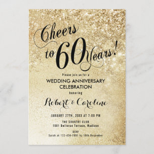 Invitation soixantième Or d'anniversaire de mariage