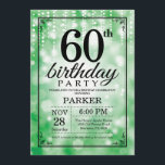 Invitation soixantième Parties scintillantes de vert<br><div class="desc">soixantième Invitation d'anniversaire avec les lumières vertes de ficelle avec l'arrière - plan vert de parties scintillantes. Anniversaire vert. Anniversaire adulte. Invitation d'anniversaire d'hommes ou de femmes. 13ème 15ème 16ème 18ème 20ème 21ème 30ème quarantième cinquantième soixantième soixante-dixième quatre-vingtième quatre-vingt-dixième 100th, tout âge. Pour davantage de personnalisation, cliquez sur svp la...</div>