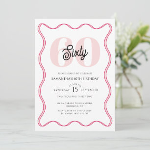 Invitation Soixantième Retro Wavy Borders 60e anniversaire