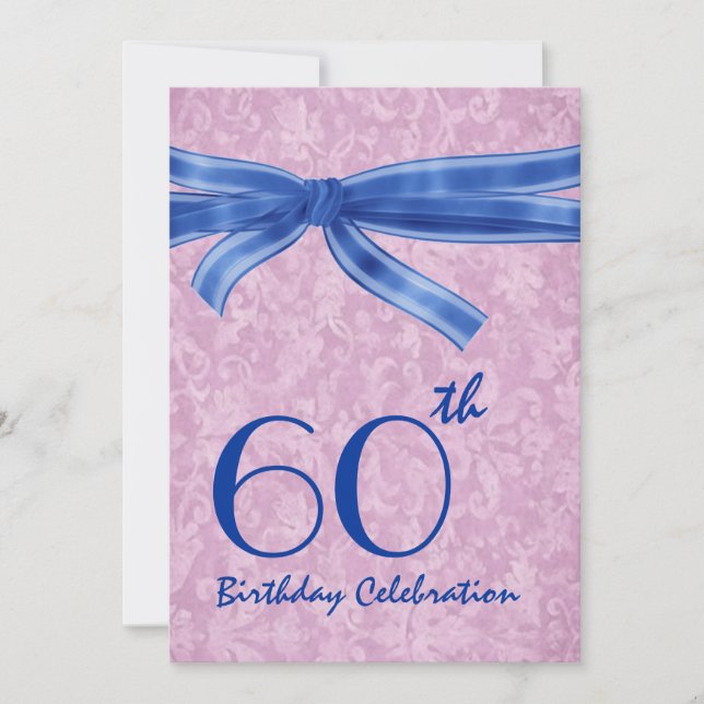 Invitation soixantième Rose et arc bleu M452 de fête (Devant)