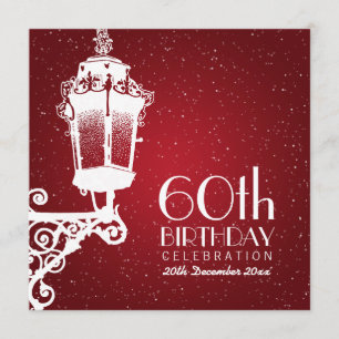 Invitation Soixantième rouge vintage élégant de lampe de fête