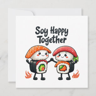 Invitation Soja heureux ensemble Sushi Kawaii Japonais Nourri