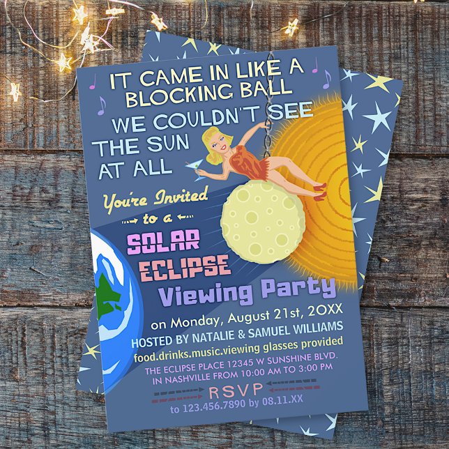 Invitation Solaire Eclipse Party Funny Retro Sun Viewing 2024 (Créateur téléchargé)