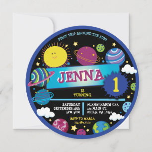 Invitation SOLAR SYSTEM SUN Baby's First Birthday Party