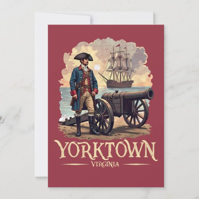 Invitation Soldat colonial Vintage de Yorktown Virginia (Devant)
