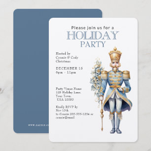 Invitation Soldat d'hiver en bleu et or FÊTE DE FINS D'ANNÉE