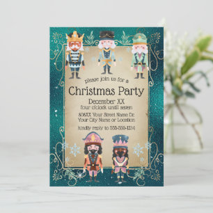 Invitation Soldats du Jouet Noisette de Noël sur Vert brillan