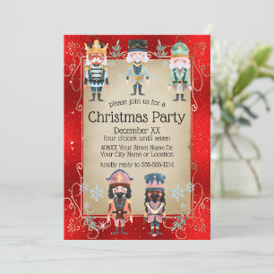 Invitation Soldats jouets casse-noisettes de Noël sur fond ro