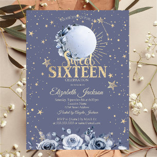 Invitation Soleil céleste, étoiles de lune bleue Pastel Sweet