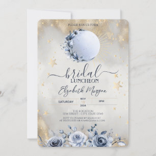 Invitation Soleil céleste, Lune bleue Rose nuptiale déjeuner