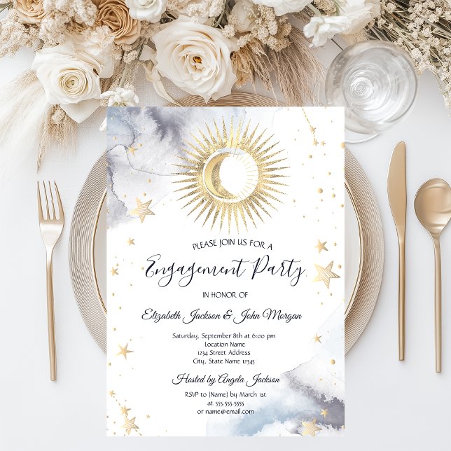 Invitation Soleil céleste, Lune, Étoiles (Créateur téléchargé)