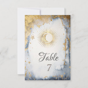 Invitation Soleil céleste, Lune, Etoiles Aquarelle