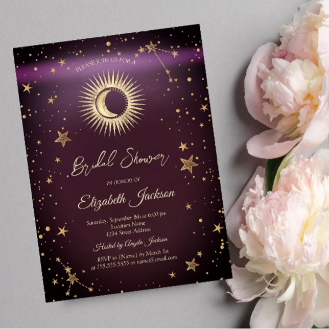 Invitation Soleil céleste, Lune, Étoiles Fête de mariage burg (Créateur téléchargé)