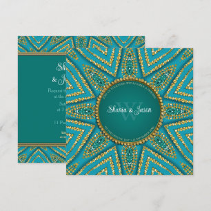 Invitation Soleil de Bohême orientale Or et Éclat de Teal