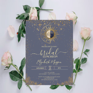 Invitation Soleil d'Or Étoiles Célestes  Shower de Mariée