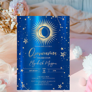 Invitation Soleil Doré Et Lune Étoiles Quinceanera Métallic B