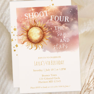 Invitation Soleil et étoiles Golden Magical Quatrième anniver