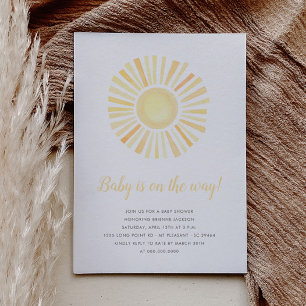 Invitation Soleil Minimaliste Neutre Boho Baby shower Soleil