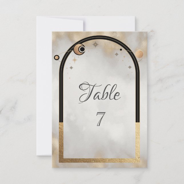 Invitation Soleil Or Céleste Et Galaxie Lune (Devant)