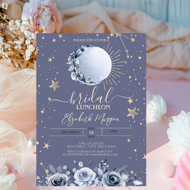 Invitation Soleil, Roses de Lune Bleue Pastel pour Luncheon d (Créateur téléchargé)