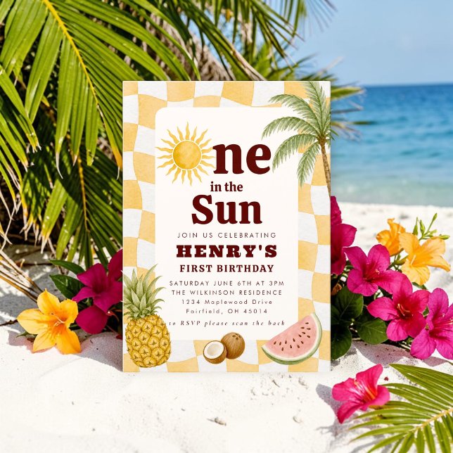 Invitation Soleil Un dans le Soleil Tropical Premier Annivers (Créateur téléchargé)