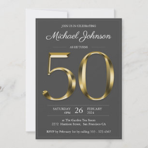 Invitation Solid Gold 50e anniversaire Dark Grey Party