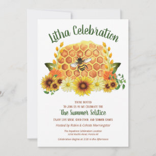 Invitation Solstice d'été Sunflower & Honeycomb Litha Party