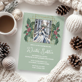 Invitation Solstice d'hiver Déesse Nature Boho Holly