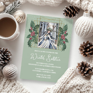 Invitation Solstice d'hiver Déesse Nature Boho Holly