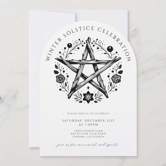 Invitation Solstice d'hiver rustique (Devant)