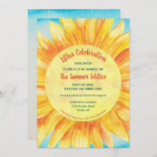 Invitation Solstice été Sunflower Sun Wiccan Litha Party