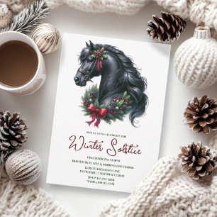 Invitation Solstice hiver Holly Yule Horse Pagan Holiday